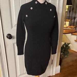 J. Crew Black wool Long Sleeve Dress with Button Accents XS